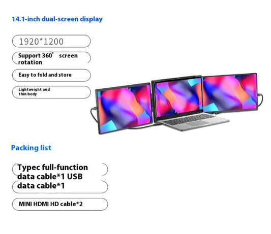 Flex View 14.1” Dual-Screen Portable Monitor